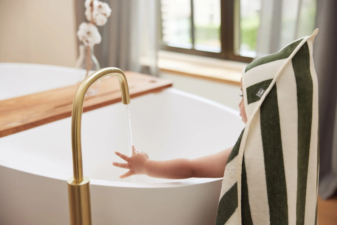 Jollein Terry Stripe Leaf Green 75 X 75 Cm Badcape 534-514-67001 - Afbeelding 6